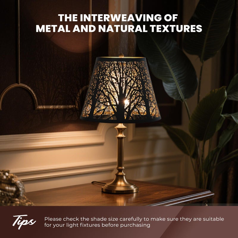 ALUCSET Small Lamp Shade, ALUCSET Barrel Metal Lampshade with Pattern of Trees for Table Lamp and Floor Light, Top Diameter 6 X Bottom Diameter 10 X Height 7.5 Spider - Image 3