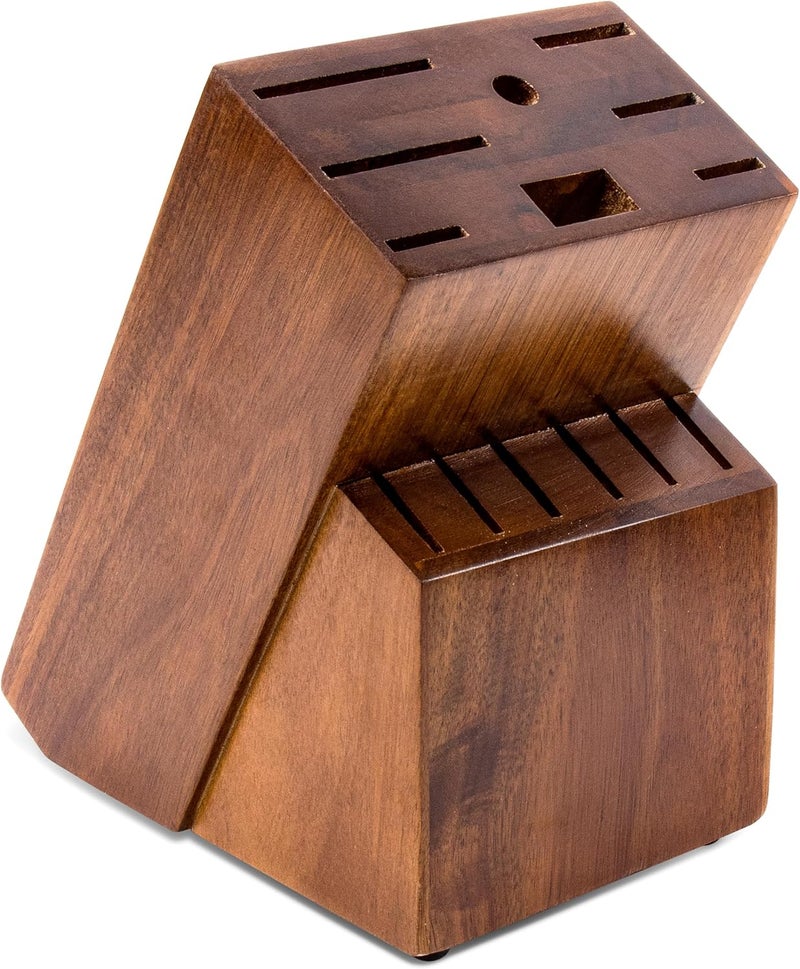RedCall Universal Knife Block Holder,Large Wood Bamboo Knife Block without Knives,14 Slot Universal Knife Holder Countertop,Butcher Block Knife Storage Organizer for Kitchen (Brown) - Image 1