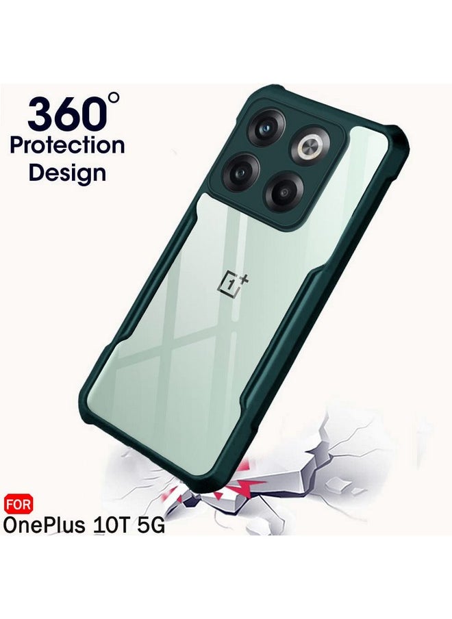 ذا جيفت كارت جراب خلفي شفاف مقاوم للصدمات من TheGiftKart لهاتف OnePlus 10T 5G | حماية 360 درجة | تصميم واقي | جراب خلفي شفاف لهاتف OnePlus 10T 5G (TPU + PC | مصد أخضر)  - Image 2