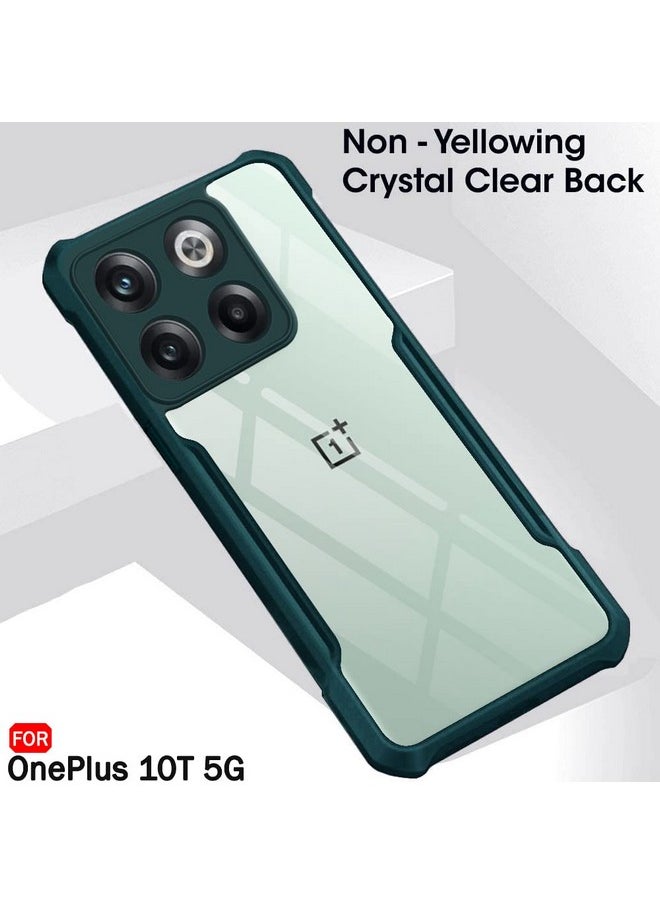 ذا جيفت كارت جراب خلفي شفاف مقاوم للصدمات من TheGiftKart لهاتف OnePlus 10T 5G | حماية 360 درجة | تصميم واقي | جراب خلفي شفاف لهاتف OnePlus 10T 5G (TPU + PC | مصد أخضر)  - Image 3