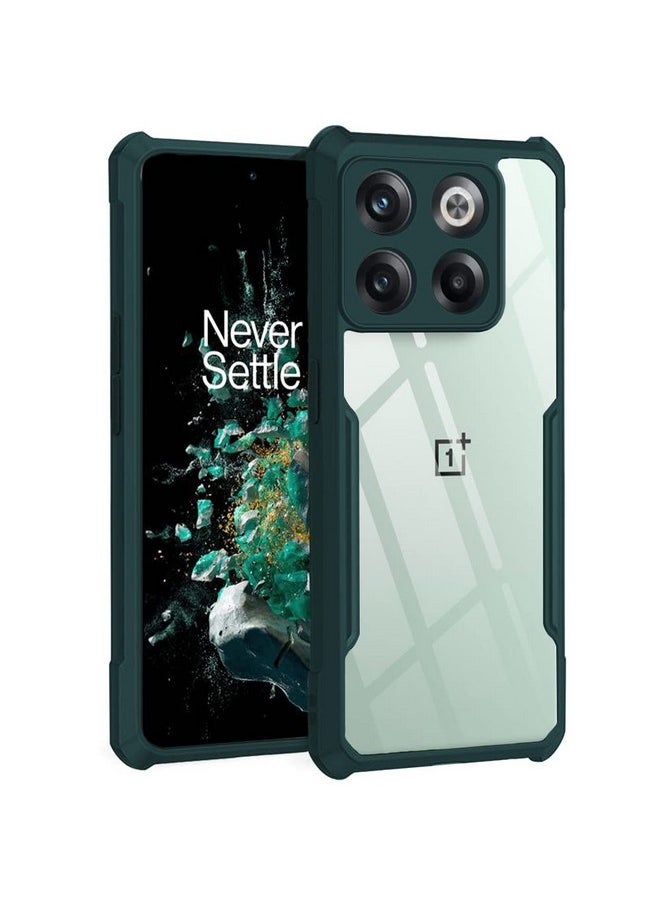 ذا جيفت كارت جراب خلفي شفاف مقاوم للصدمات من TheGiftKart لهاتف OnePlus 10T 5G | حماية 360 درجة | تصميم واقي | جراب خلفي شفاف لهاتف OnePlus 10T 5G (TPU + PC | مصد أخضر)  - Image 1