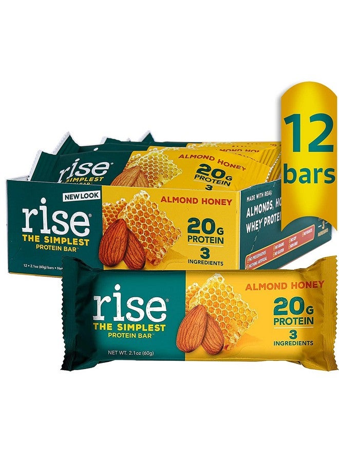 RISE ألواح بروتين مصل اللبن باللوز والعسل بار إفطار صحي ووجبات خفيفة بروتين 20 جرام بروتين 4 جرام ألياف فقط 3 مكونات غذائية كاملة وجبات خفيفة صحية غير معدلة وراثيًا خالية من الجلوتين خالية من الصويا 12 عبوة - Image 1