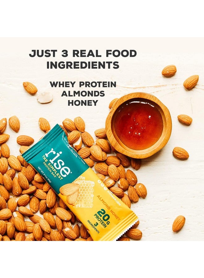RISE ألواح بروتين مصل اللبن باللوز والعسل بار إفطار صحي ووجبات خفيفة بروتين 20 جرام بروتين 4 جرام ألياف فقط 3 مكونات غذائية كاملة وجبات خفيفة صحية غير معدلة وراثيًا خالية من الجلوتين خالية من الصويا 12 عبوة - Image 4