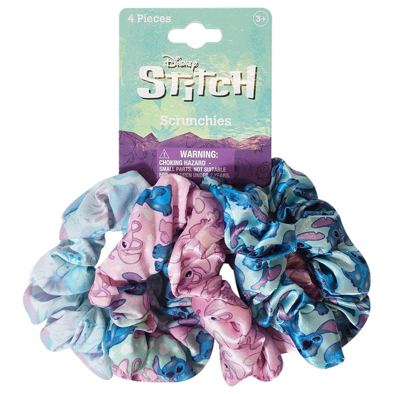 LUV HER Disney Stitch Scrunchies for Girls of All Ages  4 Large Hair Scrunchies for Girls  4 Printed Scrunchies with Your Favorite Characters  Hair Accessories for girls 3