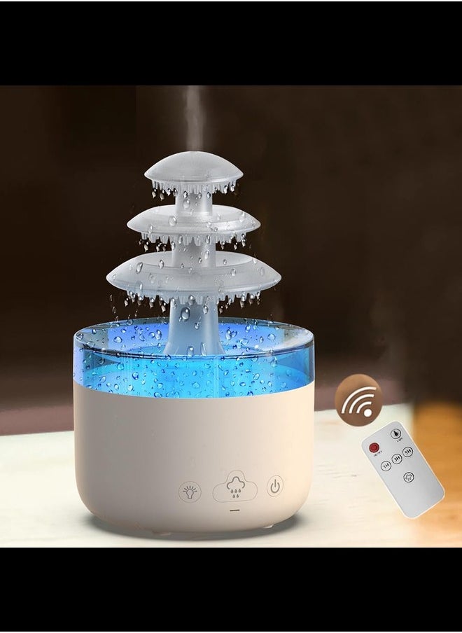 ماركة غير محددة - جهاز ترطيب مياه رين كلاود 500 مل عن بعد مع أضواء LED قابلة للتعديل، منتشر للزيوت العطرية العلاجية للنوم والاسترخاء وصوت قطرة الماء - Image 1