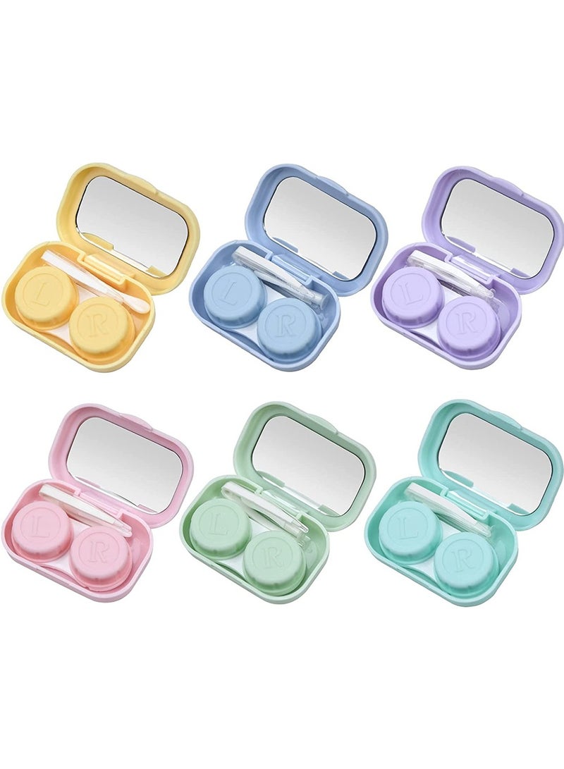 6 Pack Contact Lens Case with Mirror, Portable Storage & Soaking, Includes Tweezers & L/R Caps for Easy Use - Image 1