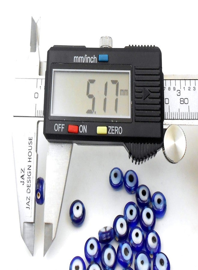 Jaz(R) Handmade Blue Round Flat Evil Eye Beads - Dark Blue Nazar Evil Eye Beads for Bracelet-Necklace - Size 8x5mm Pack of 35 pcs - Image 4