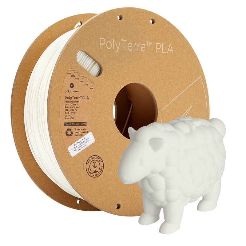 Polymaker Matte PLA Filament Cotton White 1.75mm 1kg 3D Printing Filament, PolyTerra 3D Printer PLA Filament - Image 1