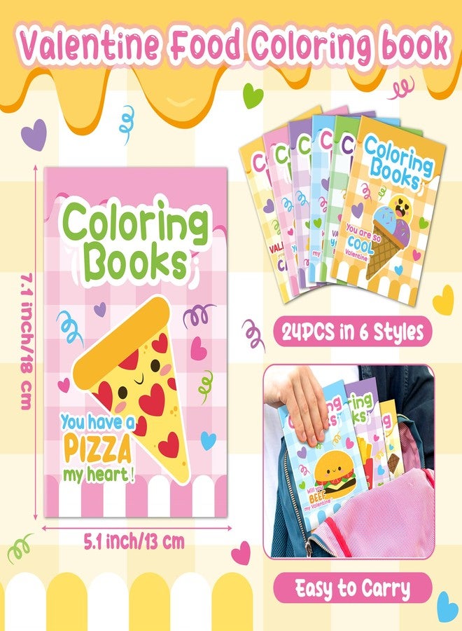 JAPBOR Valentine’s Day Coloring Books - 24PCS Mini Valentine Food Color Book Bulk for Kids Party Favors, Sweet Dessert Small Colouring Pages for Birthday Gifts Classroom School Drawing Painting Games - Image 2