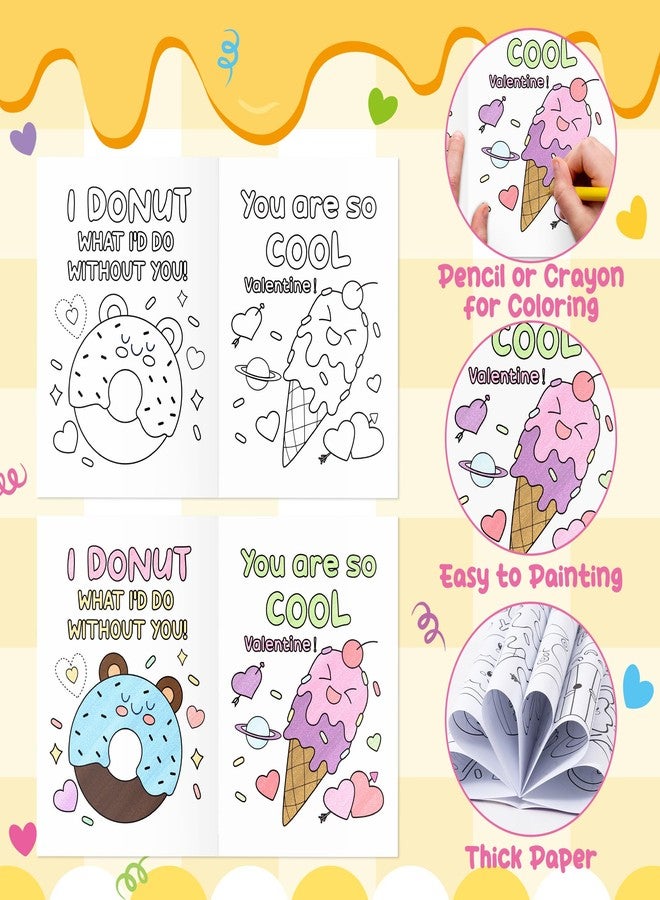 JAPBOR Valentine’s Day Coloring Books - 24PCS Mini Valentine Food Color Book Bulk for Kids Party Favors, Sweet Dessert Small Colouring Pages for Birthday Gifts Classroom School Drawing Painting Games - Image 4