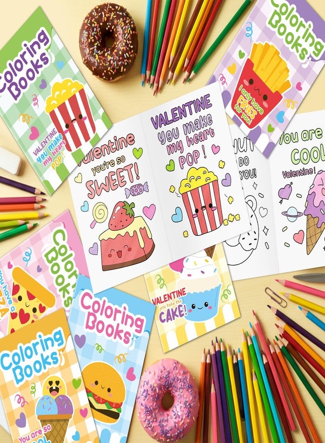 JAPBOR Valentine’s Day Coloring Books - 24PCS Mini Valentine Food Color Book Bulk for Kids Party Favors, Sweet Dessert Small Colouring Pages for Birthday Gifts Classroom School Drawing Painting Games - Image 5