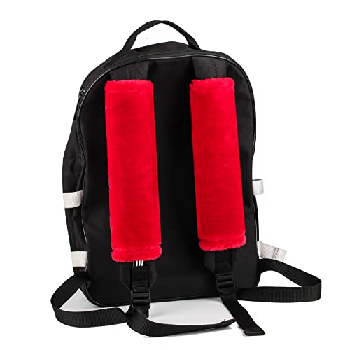 Amooca Soft Faux Fur Universal Fit Seatbelt Cover Car Truck SUV Airplane Seat Belt Shoulder Pad for Carmera Backpack Straps Neck Cushion Protector 2 Pack 10.5in Red - Image 4