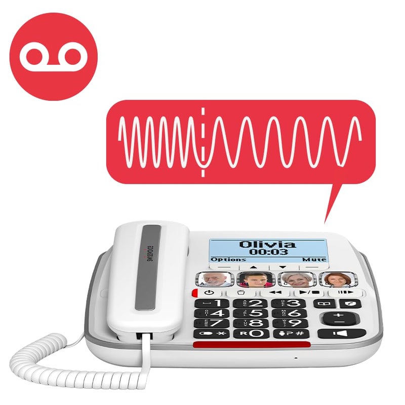 SWISSVOICE 3355 DECT 6.0 Corded Big Button Phone for Elderly with Answering Machine and Additional Cordless Handset - Loud Phones for Hard of Hearing - Hearing Aid Compatible Phones - Image 3