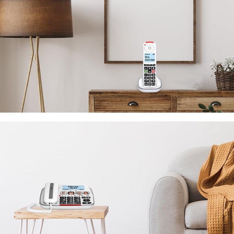 SWISSVOICE 3355 DECT 6.0 Corded Big Button Phone for Elderly with Answering Machine and Additional Cordless Handset - Loud Phones for Hard of Hearing - Hearing Aid Compatible Phones - Image 5