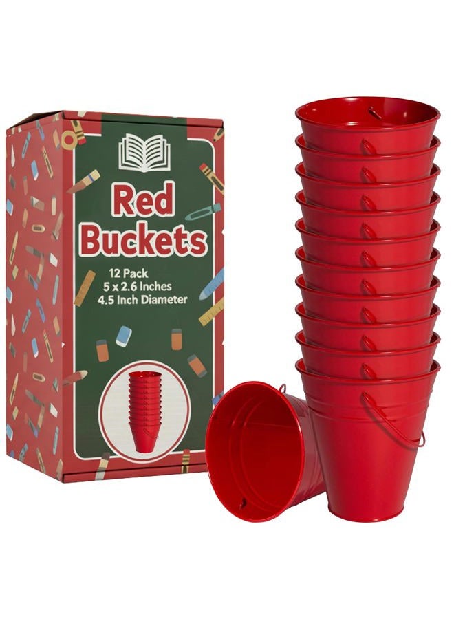 Houseables Galvanized Buckets, Metal Planter Pail, Red, 4.5" W x 5" H, Tin, Party Supplies, Mini Toy Container, Decorative Bucket With Handle, For Candy Bars, Crafts, Vase, Favors - Image 1