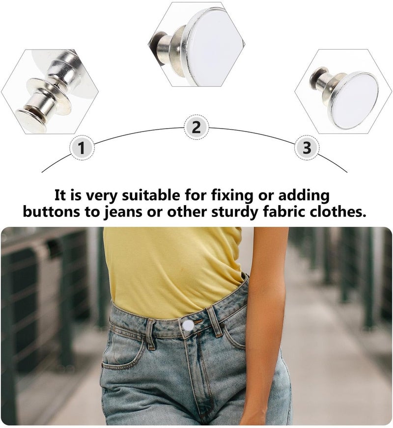 12pcs Adjustable Metal Snap Replacement Jean Buttons Removable Waist Reducer for Jeans Pants Sewing Fasteners Craft Supplies - Image 3