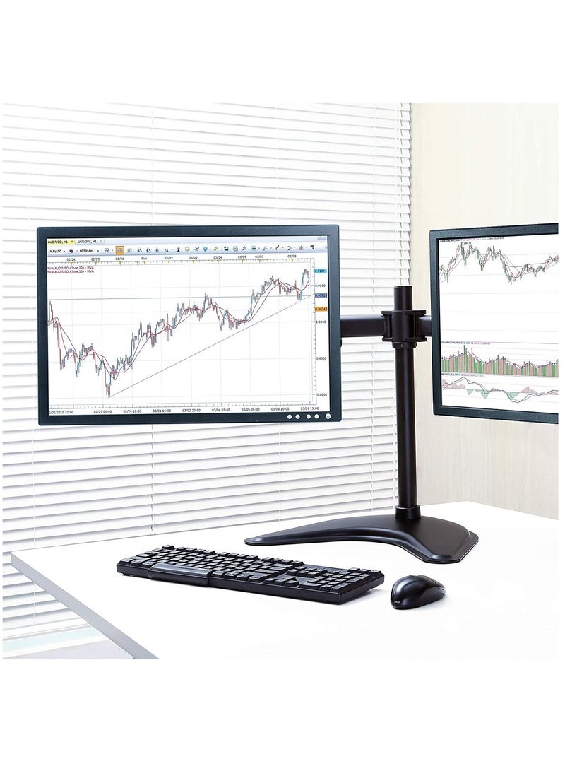 Ntech Dual LCD Monitor Desk Mount Stand Powerful Heavy Duty Fully Adjustable for 2 Screens up to 27in - Image 3