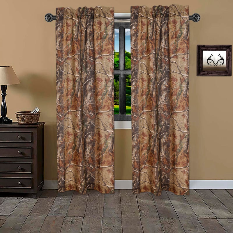 Realtree All Purpose Camouflage Rod Pocket Window Curtains Set of 2 Panels 42x87 Inch  Camo Drapes in Forest and Rustic Theme Perfect for Bedroom Farmhouse Living Room Cabin and Kitchen