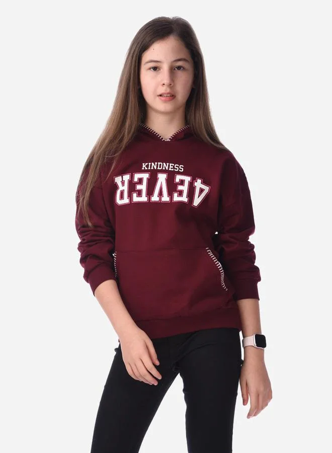 victor and jane Slogan Print Hoodie with Contrast Stitch by Styli