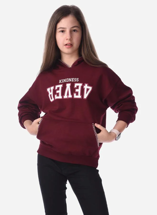 victor and jane Slogan Print Hoodie with Contrast Stitch by Styli