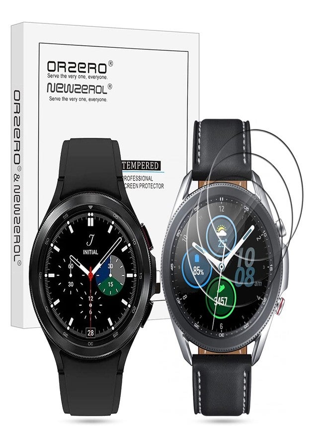 Orzero (3 Pack Tempered Glass Screen Protector Compatible for Samsung Galaxy Watch 4 Classic 46mm, Galaxy Watch 3 (45mm), Garmin Approach S40, 2.5D Arc Edges 9H HD Bubble-Free - Image 1