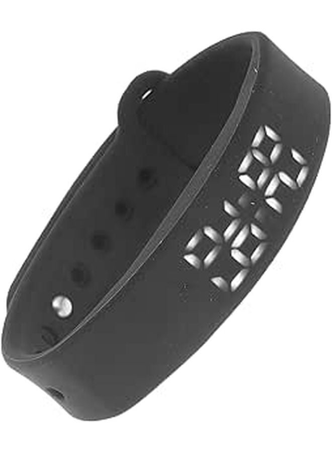 Black Fitness Tracker Wristband with Pedometer Sleep Monitor Vibration Alarm and Temperature Display - Image 1