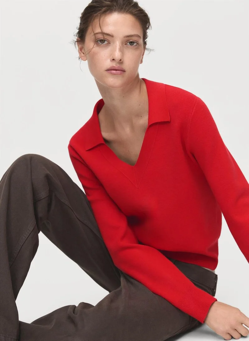 MANGO Fine-knit V-neck sweater