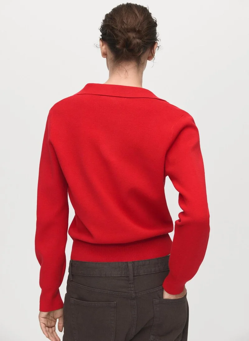 MANGO Fine-knit V-neck sweater