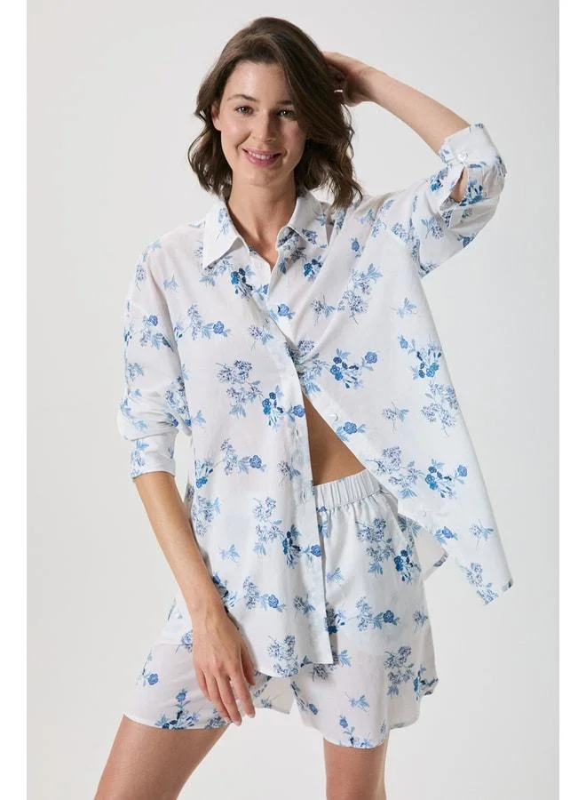 Penye Mood  100% cotton flower patterned shorts set. for Women | Best Price UAE