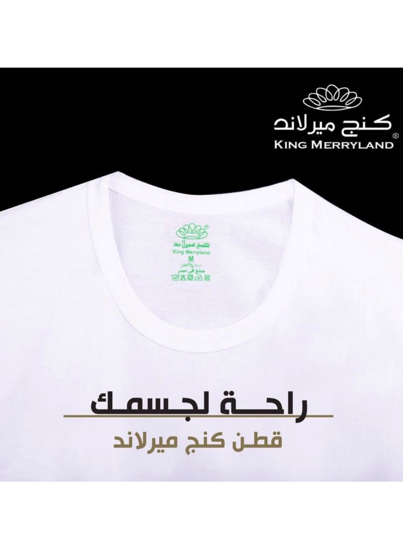 كينغ ميريلاند كينج ميرلاند باك يحتوي علي 3 قطع فانلة حمالة قطن 100% أبيض رجالي - Image 3