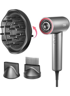 TYMO TYMO Hair Dryer with Diffuser 1500W HighSpeed Professional Blow Dryer with Comb for Fast Drying 110000RPM Brushless Motor 200 Million Ionic Hairdryer Zero Damage 3 Speeds  4 Temps LowNoise 