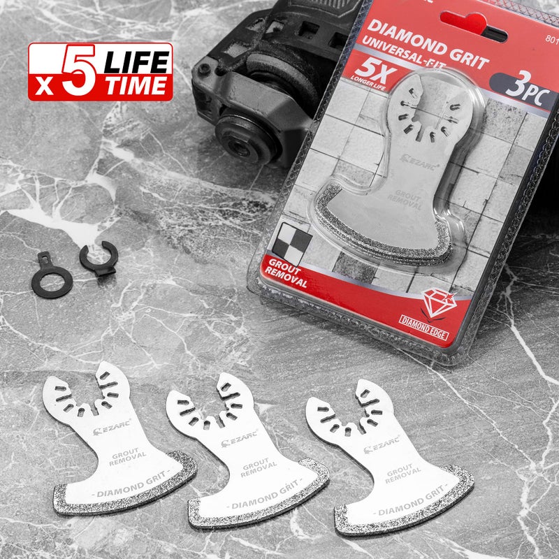 EZARC Oscillating Multi Tool Swing Diamond Blades, Diamond Oscillating Tool Blade, Mortar Cutting Saw Blades for Grout Removal DO57S, 3-Pack - Image 3