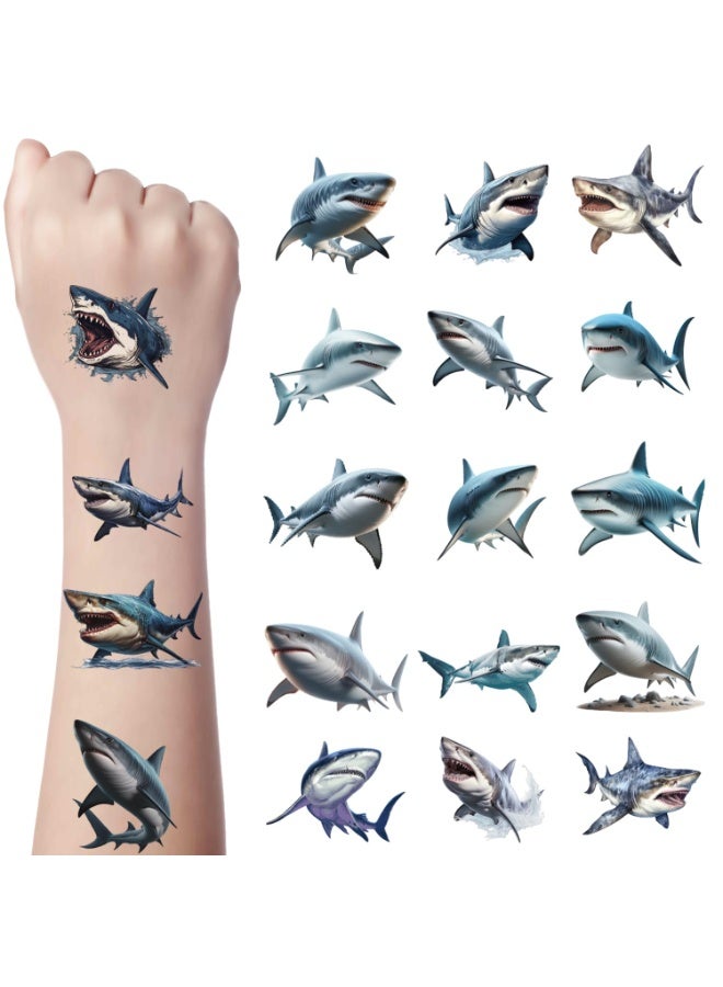 10 Sheets Shark Temporary Tattoo for Kids Baby Shark Tattoo Stickers Shark Birthday Party Decorations Sea Ocean Animal Party Supplies Favors for Boys and Girls Prizes for Kids Classroom - Image 1