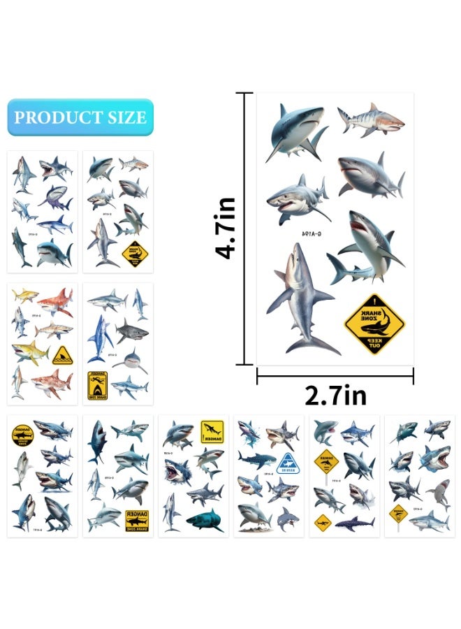 10 Sheets Shark Temporary Tattoo for Kids Baby Shark Tattoo Stickers Shark Birthday Party Decorations Sea Ocean Animal Party Supplies Favors for Boys and Girls Prizes for Kids Classroom - Image 2