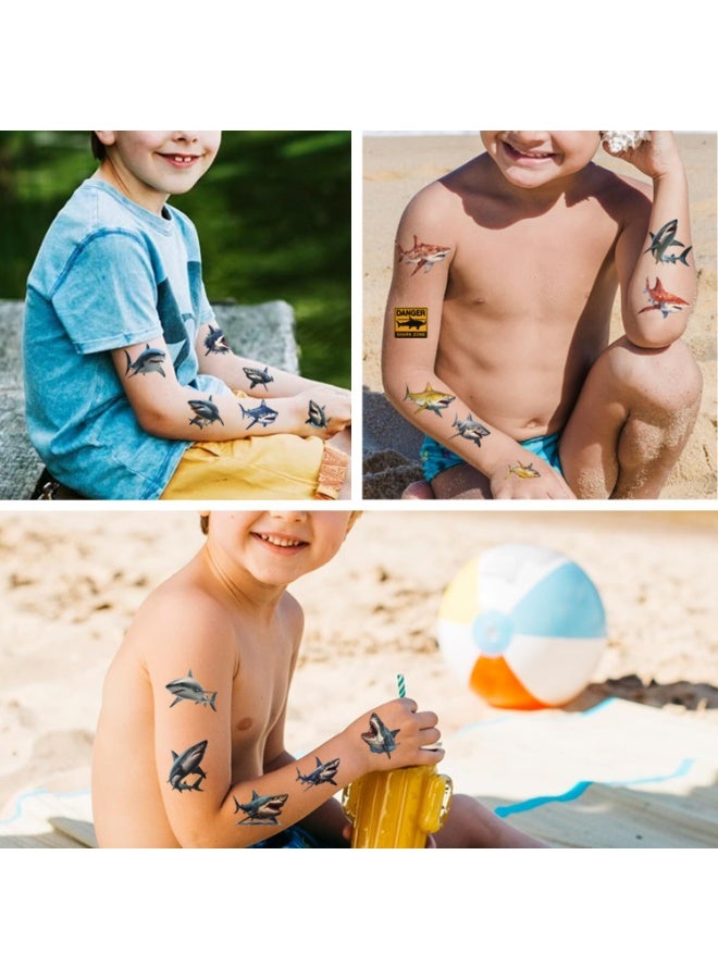 10 Sheets Shark Temporary Tattoo for Kids Baby Shark Tattoo Stickers Shark Birthday Party Decorations Sea Ocean Animal Party Supplies Favors for Boys and Girls Prizes for Kids Classroom - Image 4