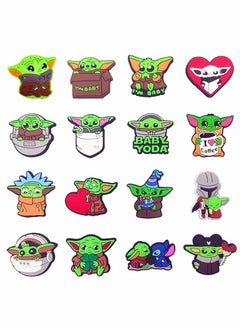 Excefore Shoe Decoration Charms for Crocs, 16 Pcs Yoda Cartoon Croc Accessories for Crocs Shoes ​PVC Charms Bracelet Wristband for Men Women Kids Girl Boy, Buckle Party Favors Birthday Gifts Nurse Charm  - Image 1