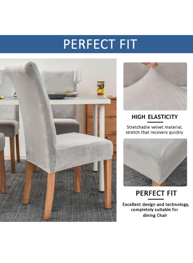 EVORY HOME 8-Pieces Velvet Dining Chair Covers Set Stretch Elastic Soft Chair Slipcovers Protector for Dining - Image 3