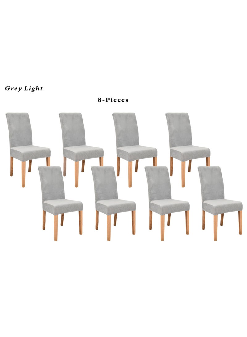 EVORY HOME 8-Pieces Velvet Dining Chair Covers Set Stretch Elastic Soft Chair Slipcovers Protector for Dining - Image 1