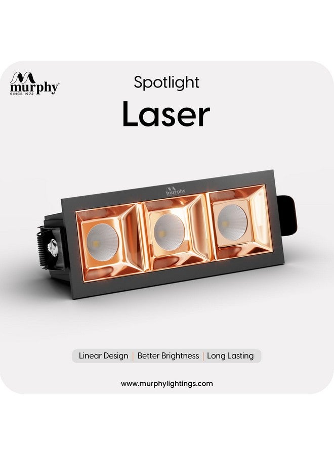 MURPHY Murphy 6W Rose Gold Finish Square Laser LED Ceiling COB Spot, Focus, Down Ceiling Light, Ceiling Pop Light (Warm White, Pack of 2), with 2 Years Warranty - Image 2