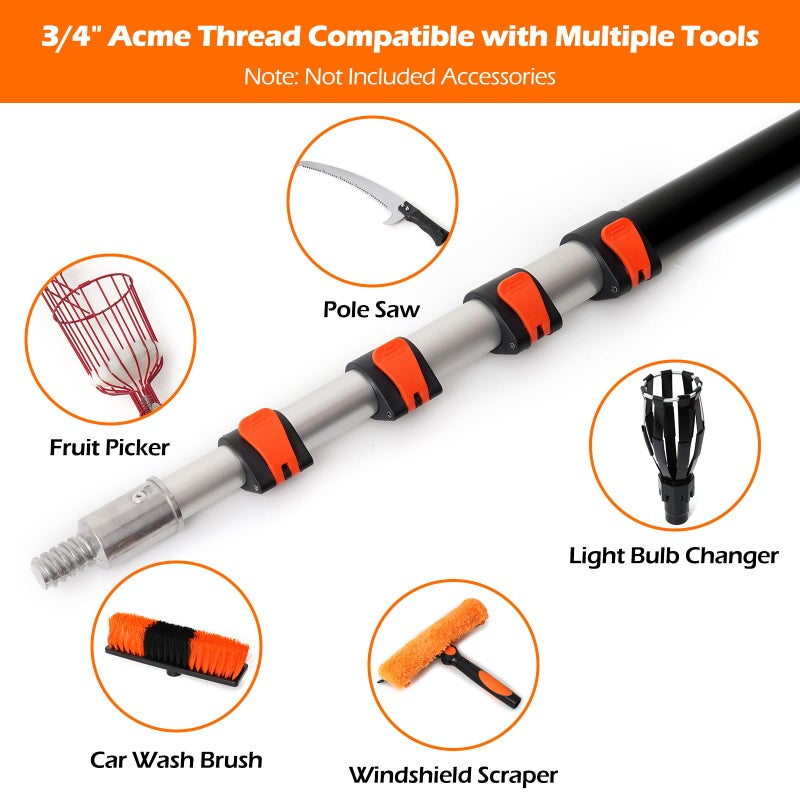 AgiiMan 18FT Reach Telescoping Pole - 3 to 12FT Extension Pole, Portable Aluminum Telescoping Rod with Easy Flip Lock, Paint Roller Extension Poles, Window Cleaning - Image 5