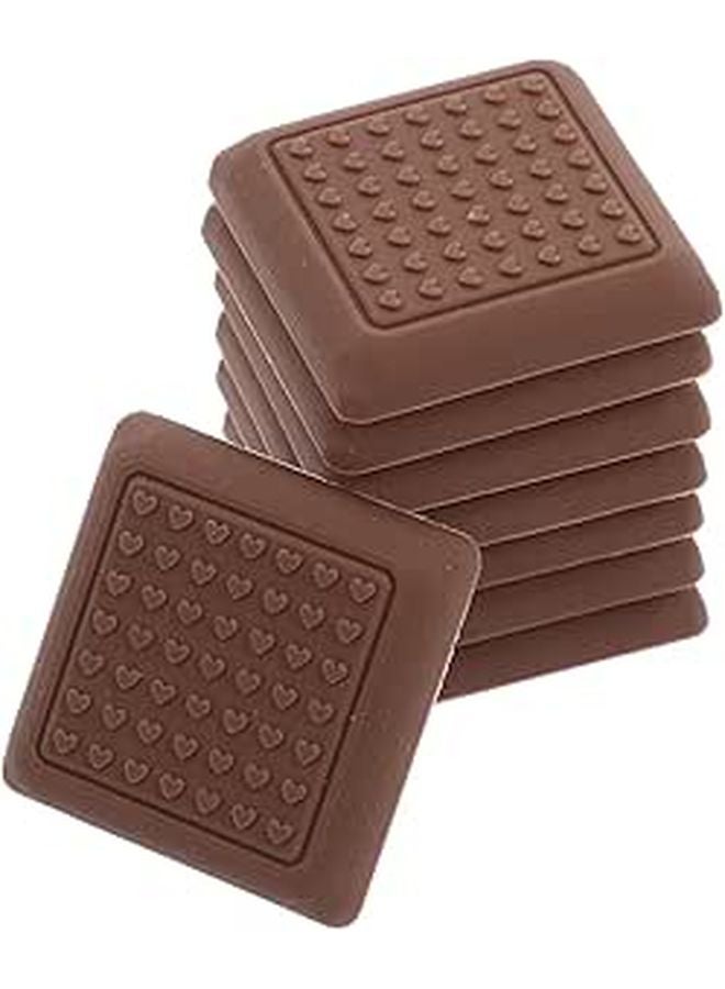 8Pcs Square Brown Silicone Chair Leg Pads Non Slip Furniture Floor Protectors - Image 1