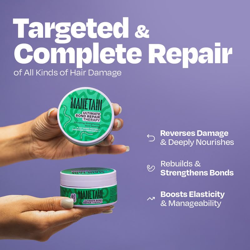 Manetain Ultimate Bond Repair Therapy 100gm | Deep Repair Curl Conditioner for Curly Hair Women & Men | Strengthening Conditioner for Frizzy Hair with FiberHance™, Plant Keratin & Ceramides | CG‑Friendly - Image 2