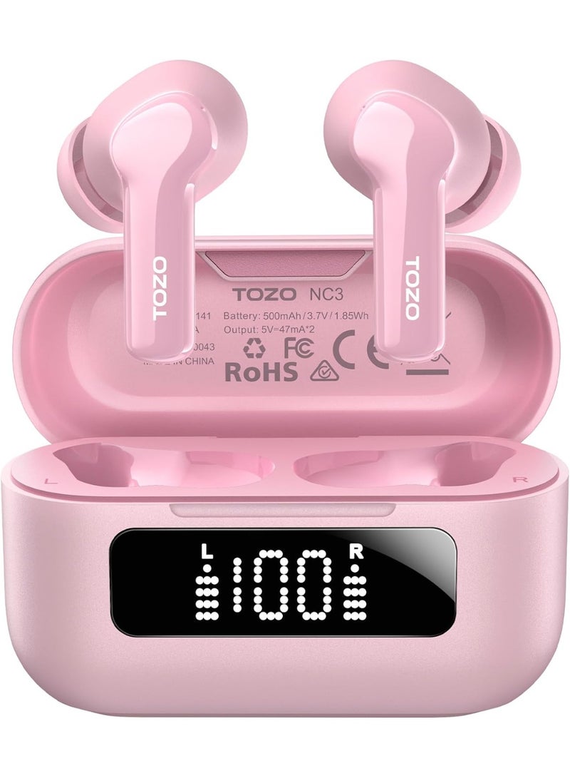 TOZO Hybrid Active Noise Cancelling Wireless Earbuds, 6 Mics Smart Noise Cancelling 55H Playtime, 32 Preset EQs via APP, Bluetooth 5.3 ENC AI Call, IPX8 Waterproof Headphones with SmartPow LED Display - Image 1