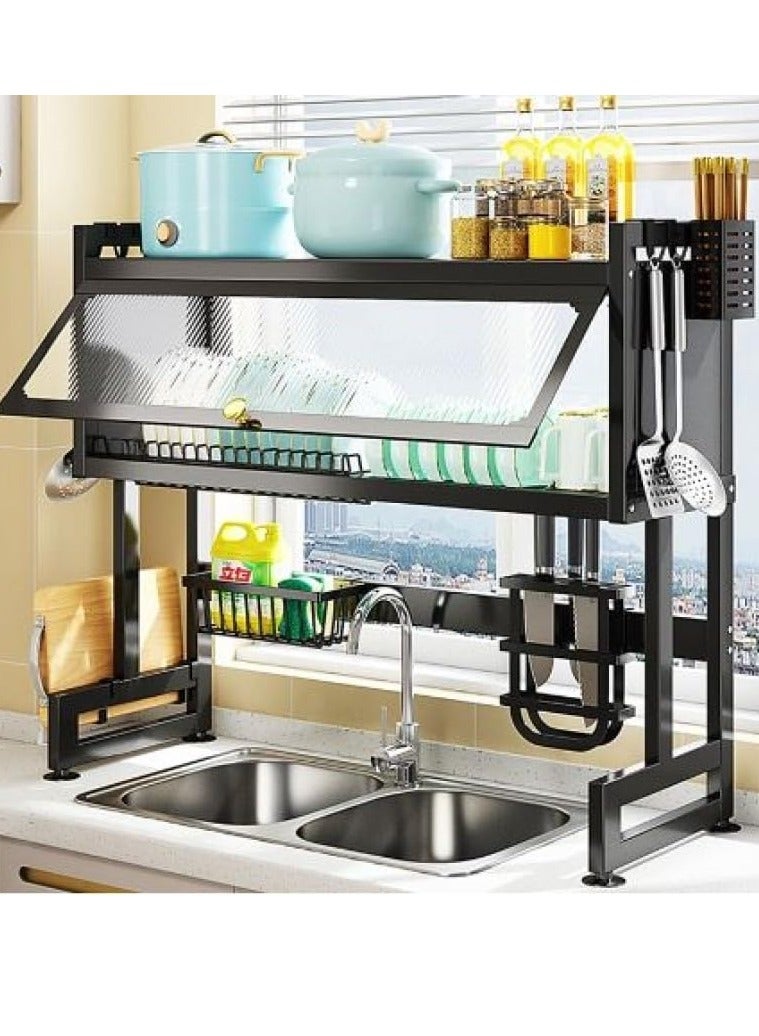 GENNEXT Over the Sink Dish Drying Rack with Cabinet, Stainless Steel Kitchen Organizer Shelf for Plates, Utensils, Bowls, Cups and Cutting Board - Image 1