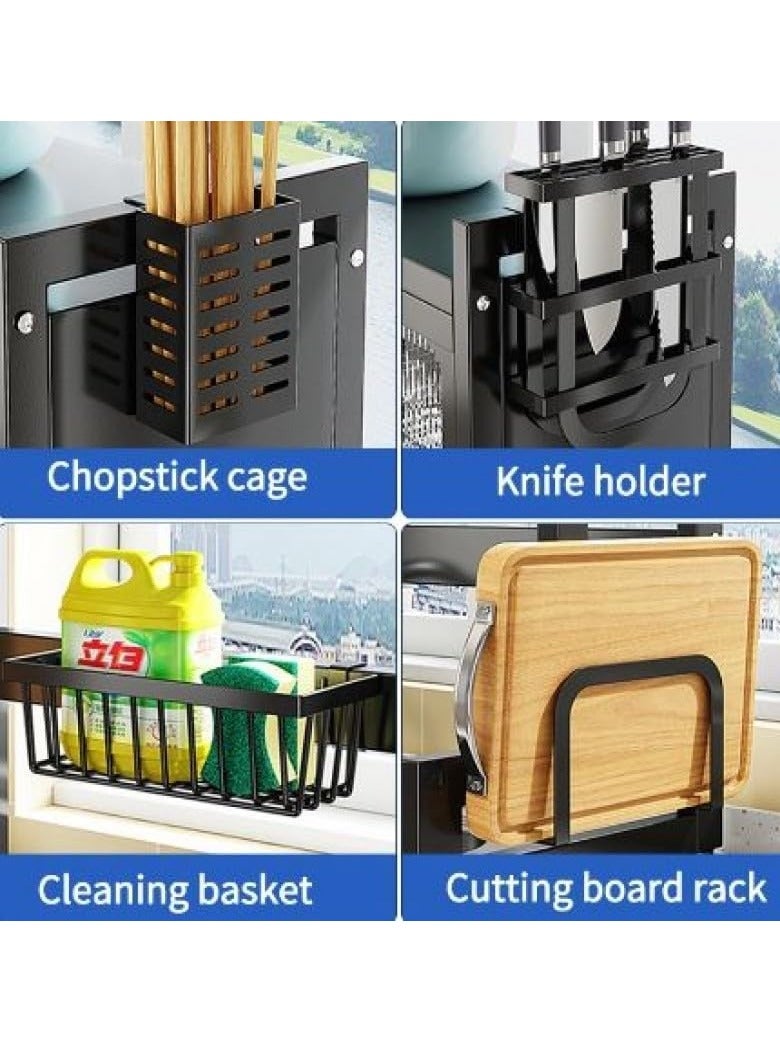 GENNEXT Over the Sink Dish Drying Rack with Cabinet, Stainless Steel Kitchen Organizer Shelf for Plates, Utensils, Bowls, Cups and Cutting Board - Image 4