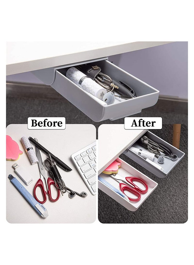 Excefore Desk Organizer Drawer, Under Desk Drawer 2 Pack Under Desk Storage, Drawer Organizer Hidden Under Table, Drawer Organizer Set, Self-Stick Expandable Drawer Tray for Office, Home, School - Image 3