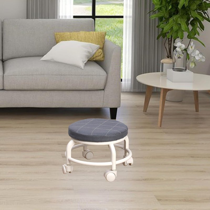 SEVIA SEVIA Low Rolling Stool with WheelsPedicure Stool Roller Seat Short Rolling Foot Stools with Universal Swivel Caster Wheels Leather Little Small Stools on Wheels  - Image 5