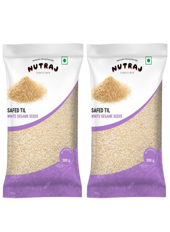 Nutraj White Sesame Seeds 1 Kg (500g x 2) Pouch | Seeds for Eating | Safed Til | Seed Cycling - Image 2
