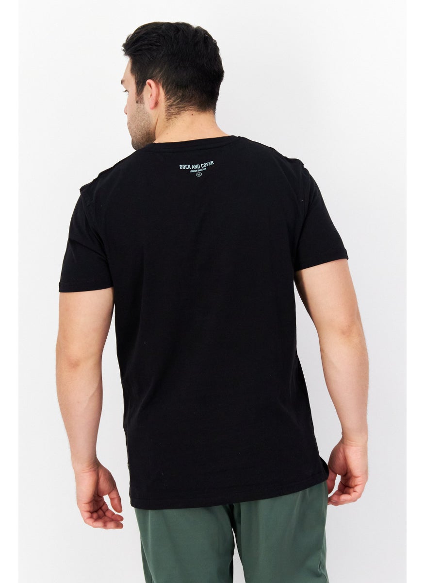 DUCK AND COVER - Men Crew Neck Short Sleeve Graphic Print T Shirt, Black - Image 1