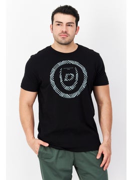 Men Crew Neck Short Sleeve Graphic Print T Shirt, Black